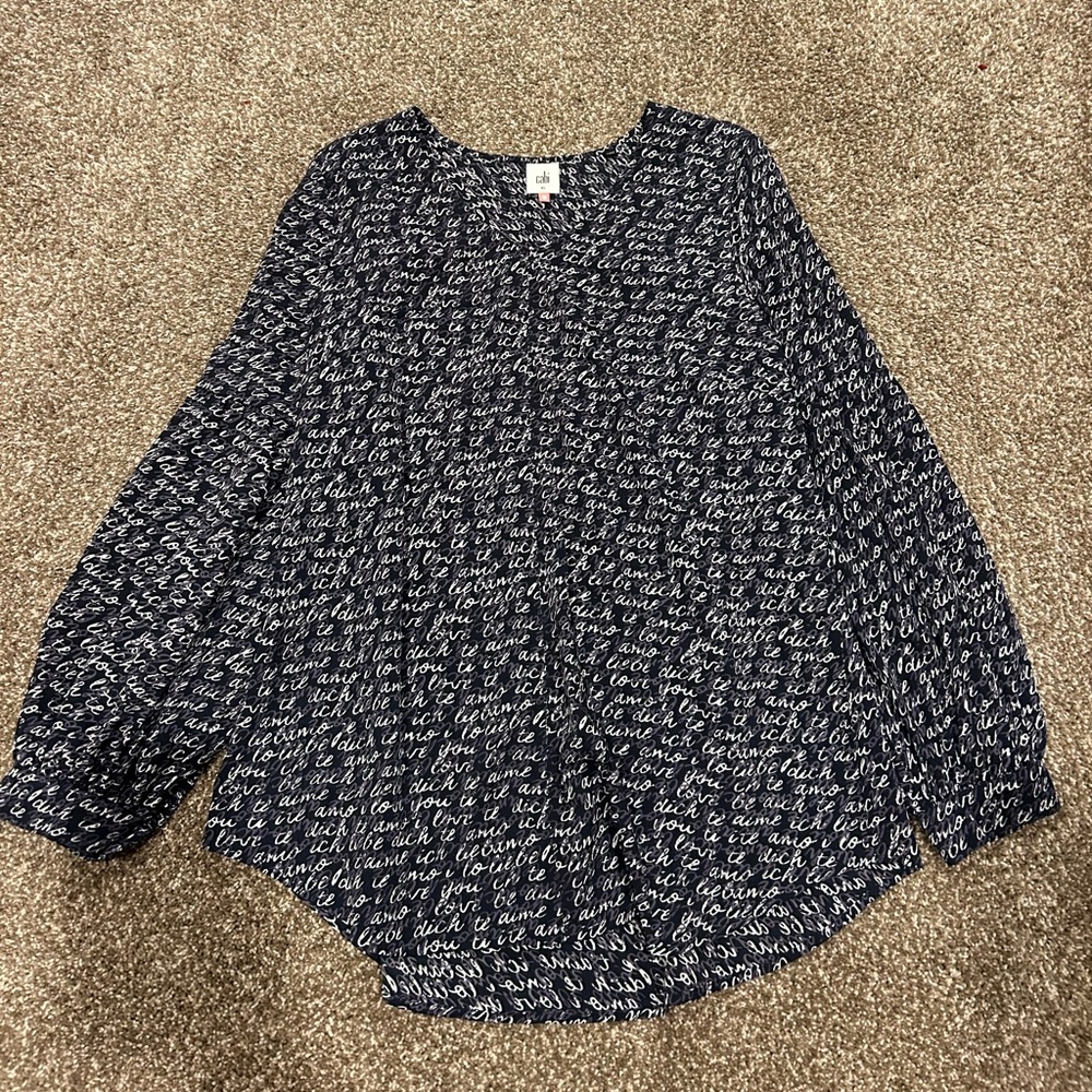 CAbi Navy Script Blouse